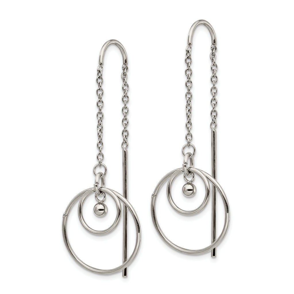 Chisel Stainless Steel Polished Circle Dangle Threader Earrings