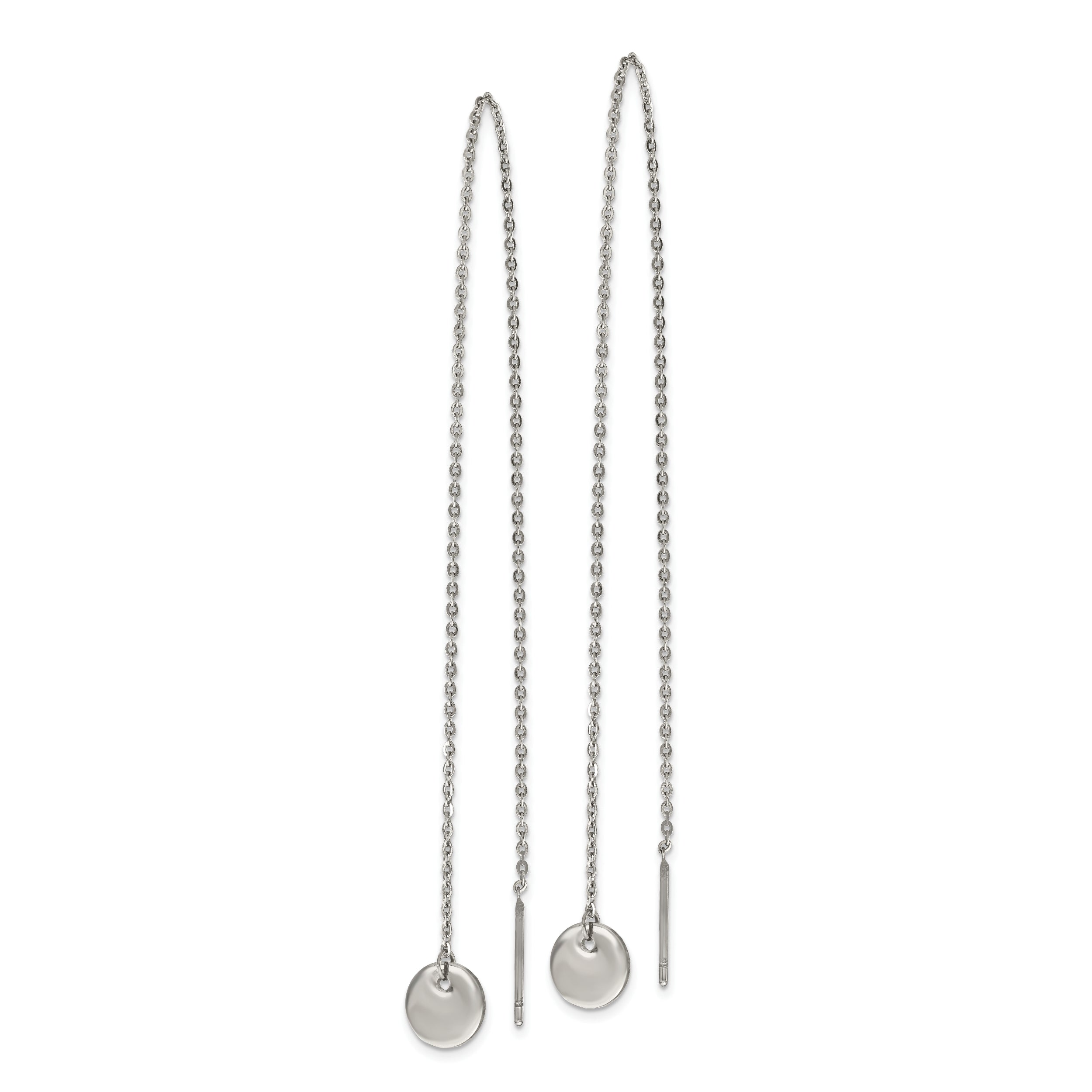 Chisel Stainless Steel Polished Disc Dangle Threader Earrings