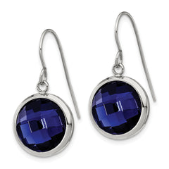Chisel Stainless Steel Polished with Blue Glass Dangle Shepherd Hook Earrings
