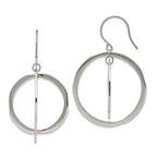 Chisel Stainless Steel Polished Circles Dangle Shepherd Hook Earring