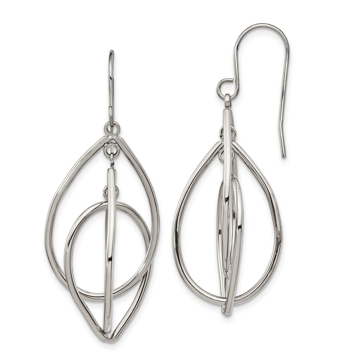 Chisel Stainless Steel Polished Dangle Shepherd Hook Earrings