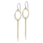 Stainless Steel Polished and Textured Yellow IP Shepherd Hook Earrings