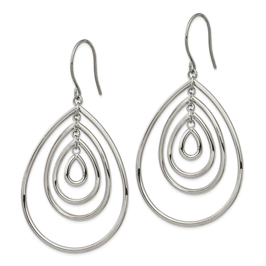 Chisel Stainless Steel Polished Dangle Shepherd Hook Earrings