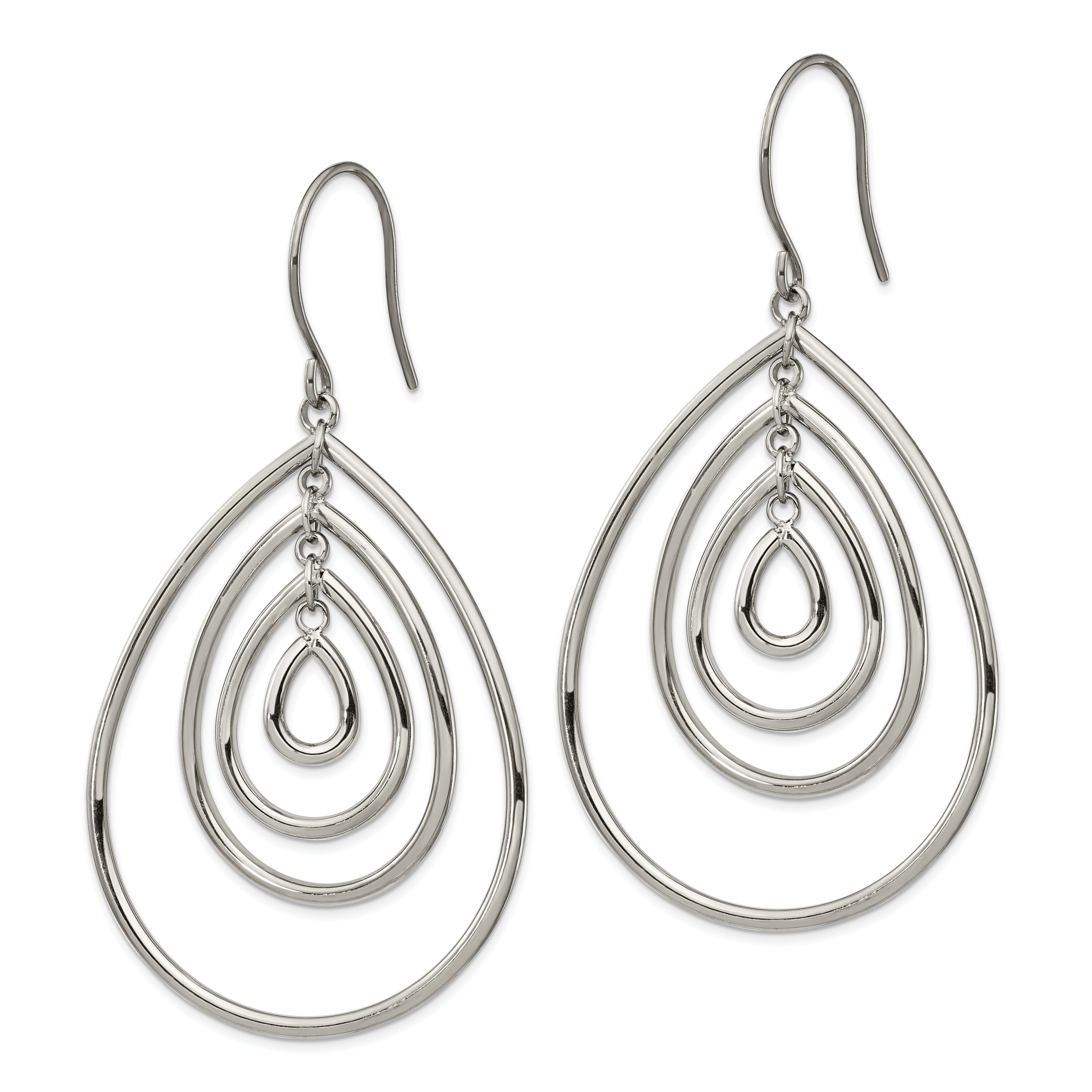 Chisel Stainless Steel Polished Dangle Shepherd Hook Earrings