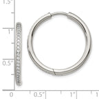 Chisel Stainless Steel Polished with CZ 2.5mm Hinged Hoop Earrings