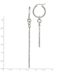 Stainless Steel Polished Long and Short Chain Dangle Hoop Earrings