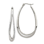 Chisel Stainless Steel Polished with Preciosa Crystal In and Out Twisted Hoop Earrings