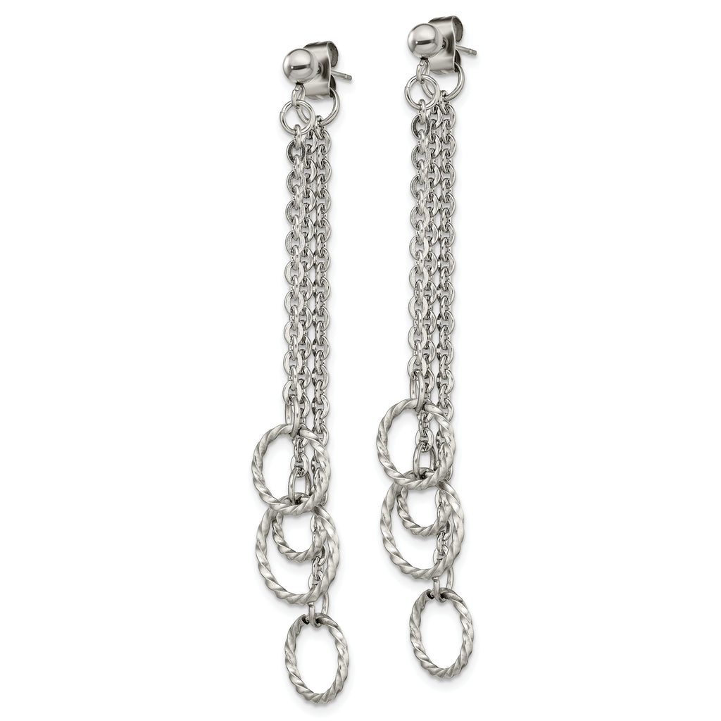 Multi-Circle Front-Back Dangle Earrings in Stainless Steel