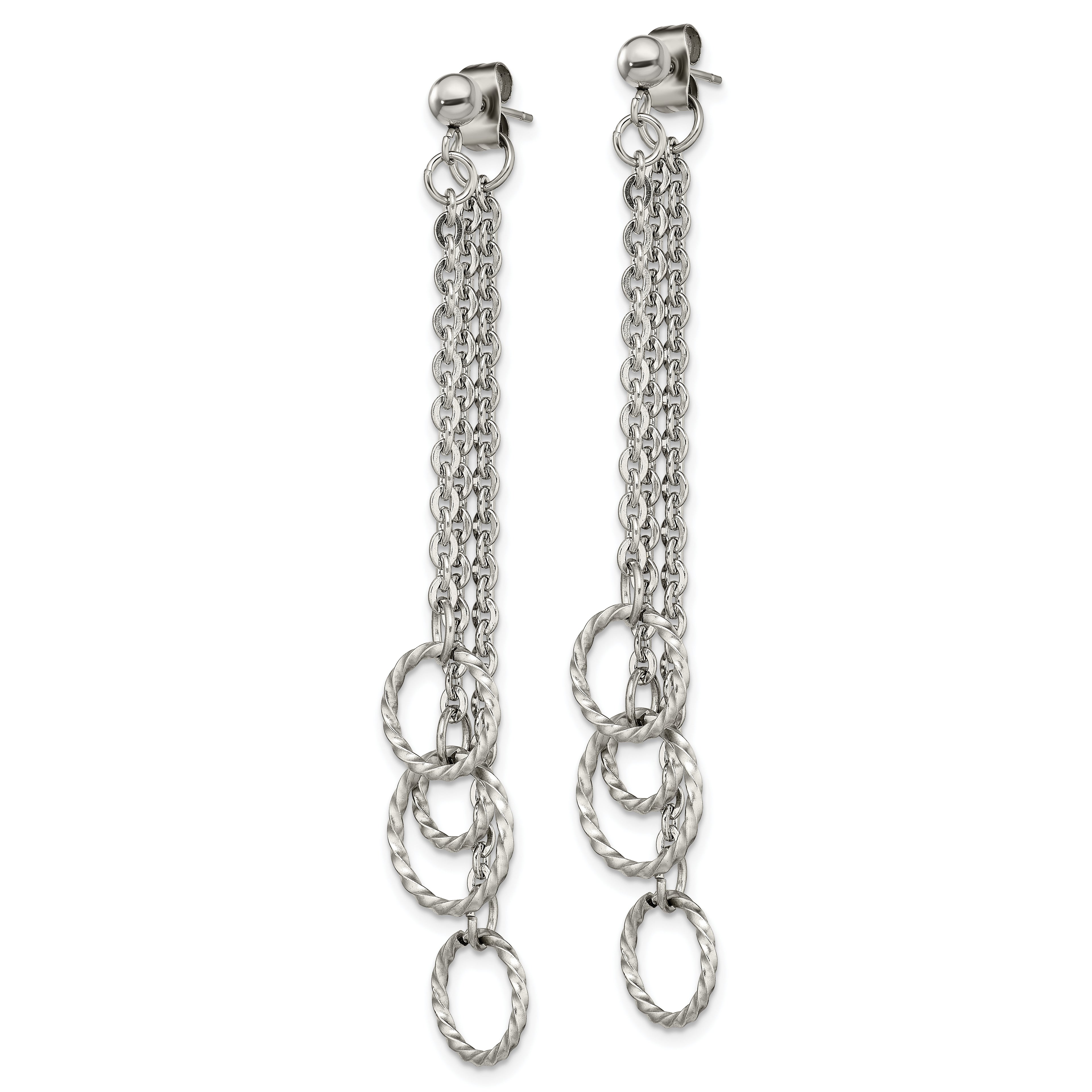 Multi-Circle Front-Back Dangle Earrings in Stainless Steel