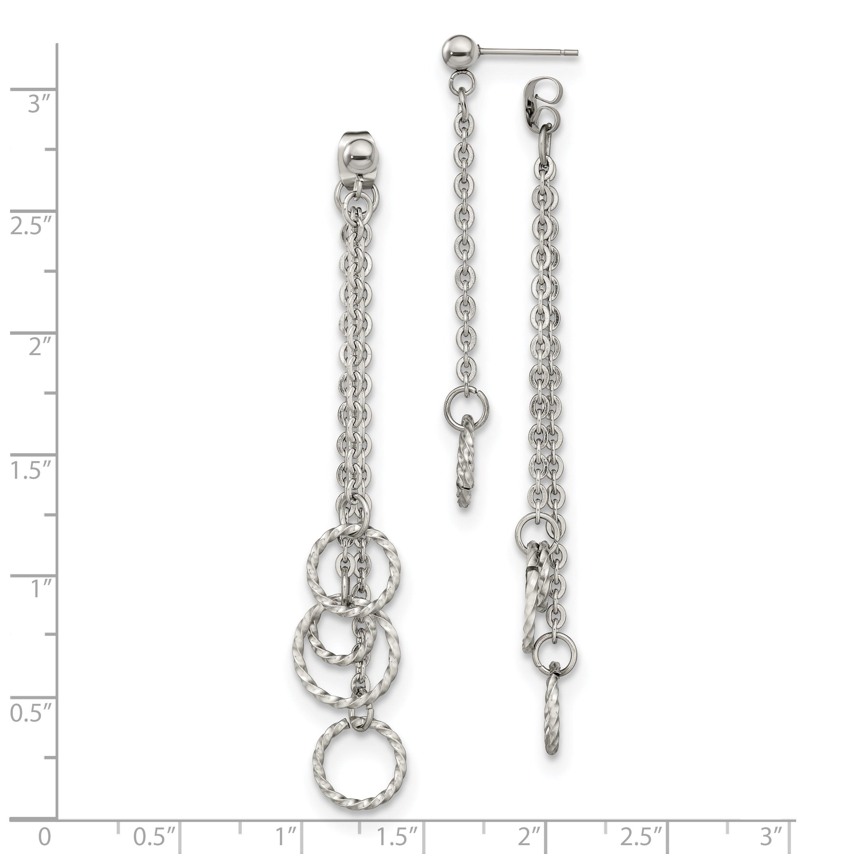 Multi-Circle Front-Back Dangle Earrings in Stainless Steel