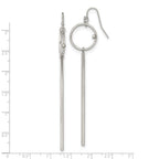Chisel Stainless Steel Polished Circle with Crystal Accent Bar Dangle Shepherd Hook Shoulder Duster Earrings