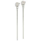 Chisel Stainless Steel Polished Disc with Bar Post Dangle Earrings