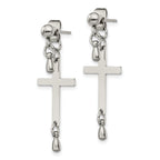 Chisel Stainless Steel Polished Cross Dangle Front and Back Post Dangle Earrings