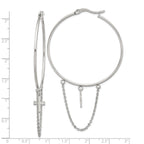 Cross & Chain Dangle Hoop Earrings in Stainless Steel