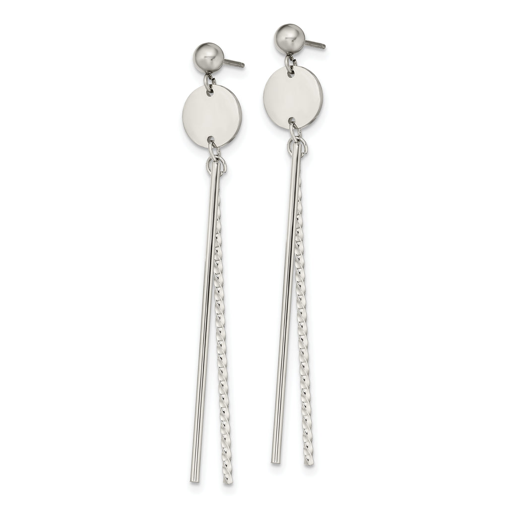 Chisel Stainless Steel Polished Disc and Bars Post Dangle Earrings