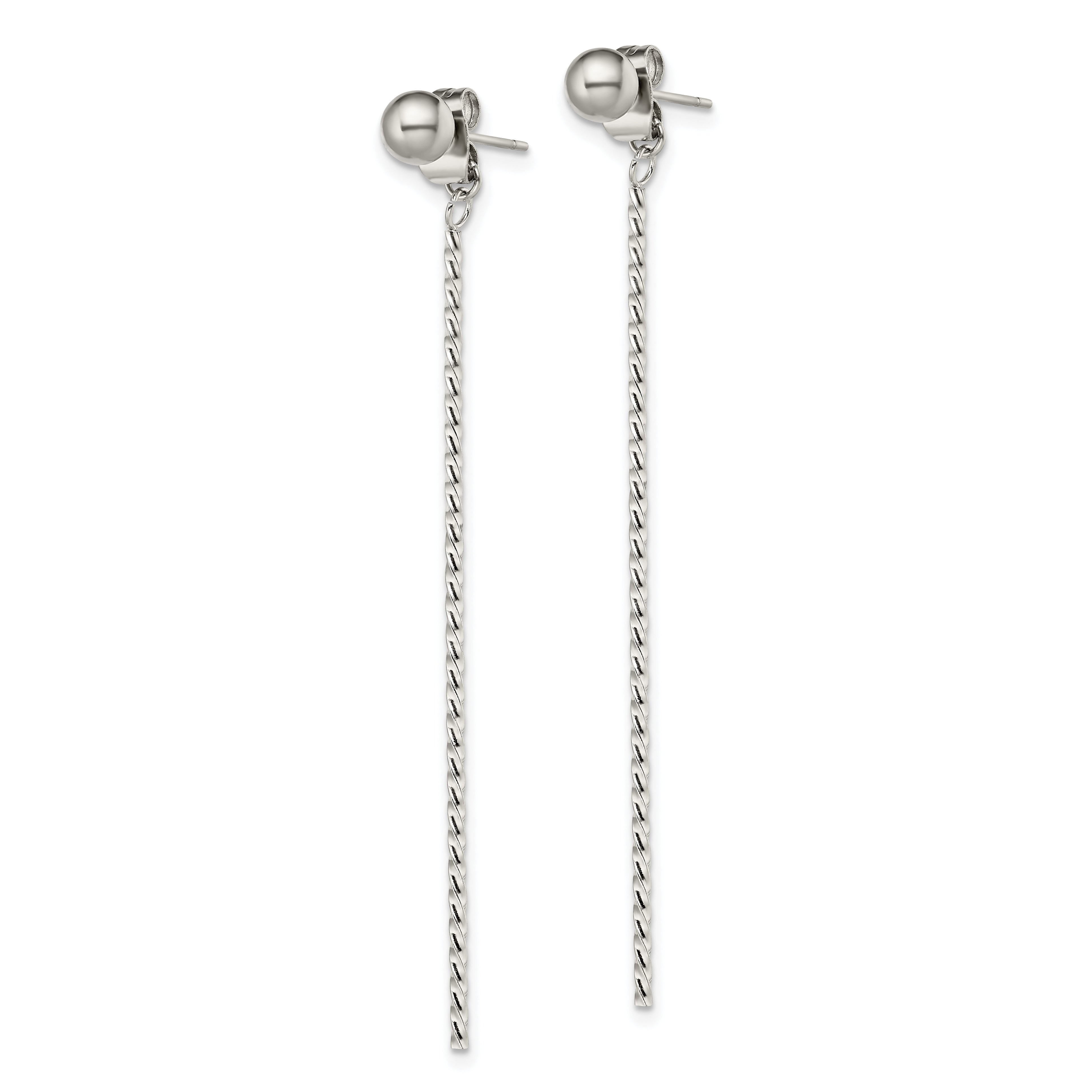 Chisel Stainless Steel Polished Bar Front and Back Post Dangle Earrings