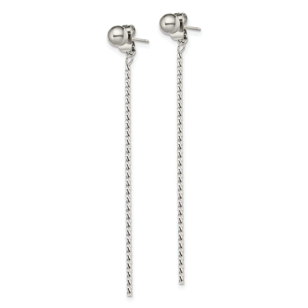 Chisel Stainless Steel Polished Bar Front and Back Post Dangle Earrings