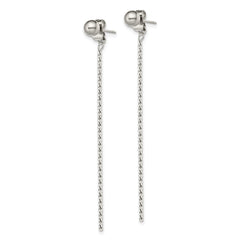 Chisel Stainless Steel Polished Bar Front and Back Post Dangle Earrings