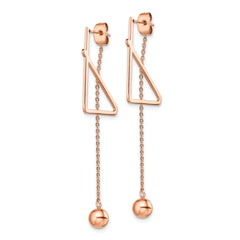 Chisel Stainless Steel Polished Rose IP-plated Front and Back Post Ball Dangle Earrings
