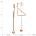 Chisel Stainless Steel Polished Rose IP-plated Front and Back Post Ball Dangle Earrings