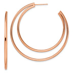 Chisel Stainless Steel Polished Rose IP-plated Post Hoop Earrings