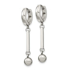 Chisel Stainless Steel Polished with Bar and Ball Dangle Hinged Hoop Earrings