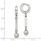 Chisel Stainless Steel Polished with Bar and Ball Dangle Hinged Hoop Earrings