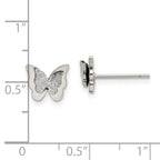 Chisel Stainless Steel Polished Glitter Butterfly Post Earrings