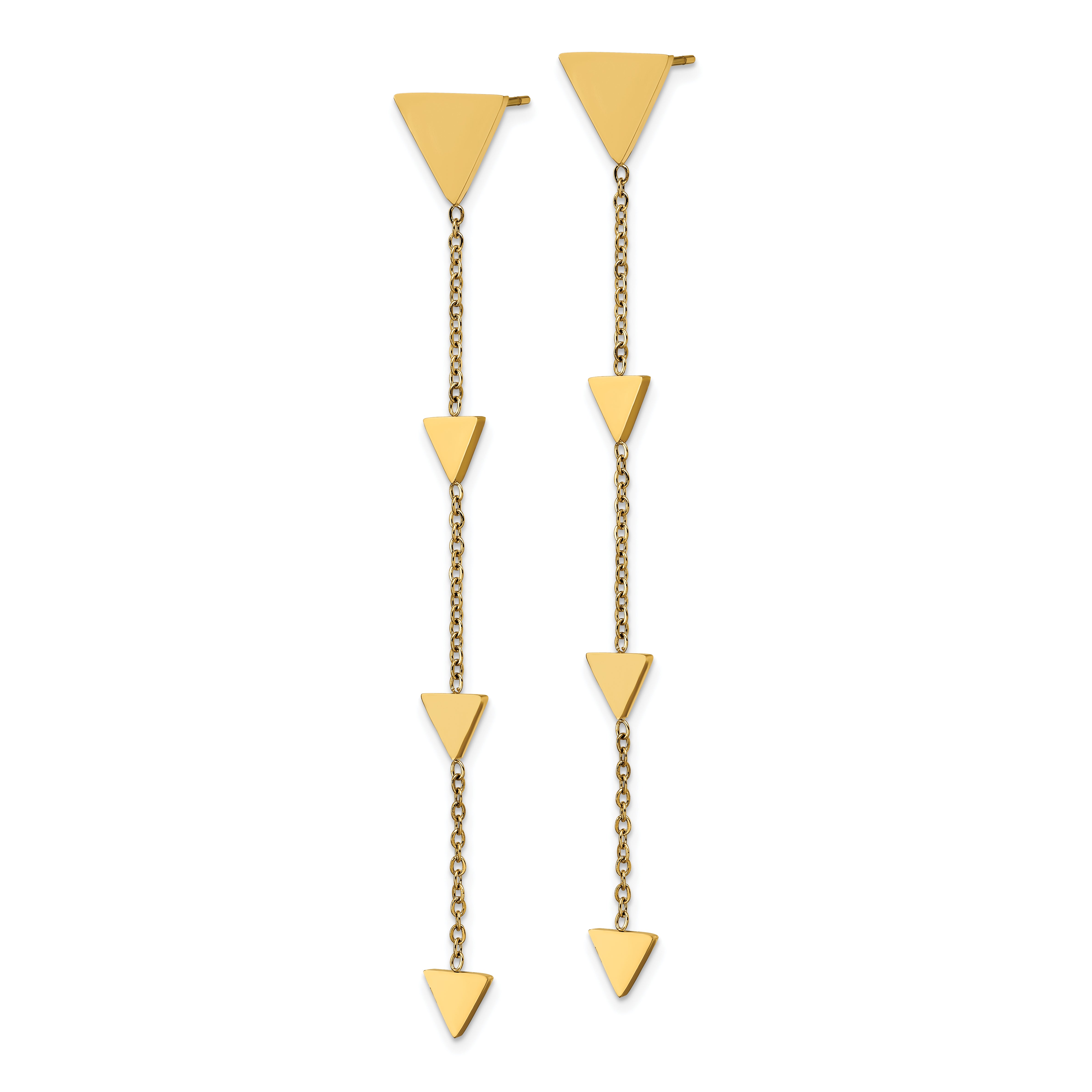 Stainless Steel Polished Triangles Post Dangle Earrings