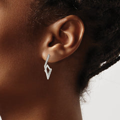 Stainless Steel Polished with Swarovski Crystal Post Geometric Earrings