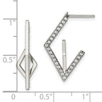 Stainless Steel Polished with Crystal Post Geometric Earrings