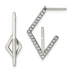 Stainless Steel Polished with Swarovski Crystal Post Geometric Earrings