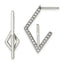 Stainless Steel Polished with Swarovski Crystal Post Geometric Earrings