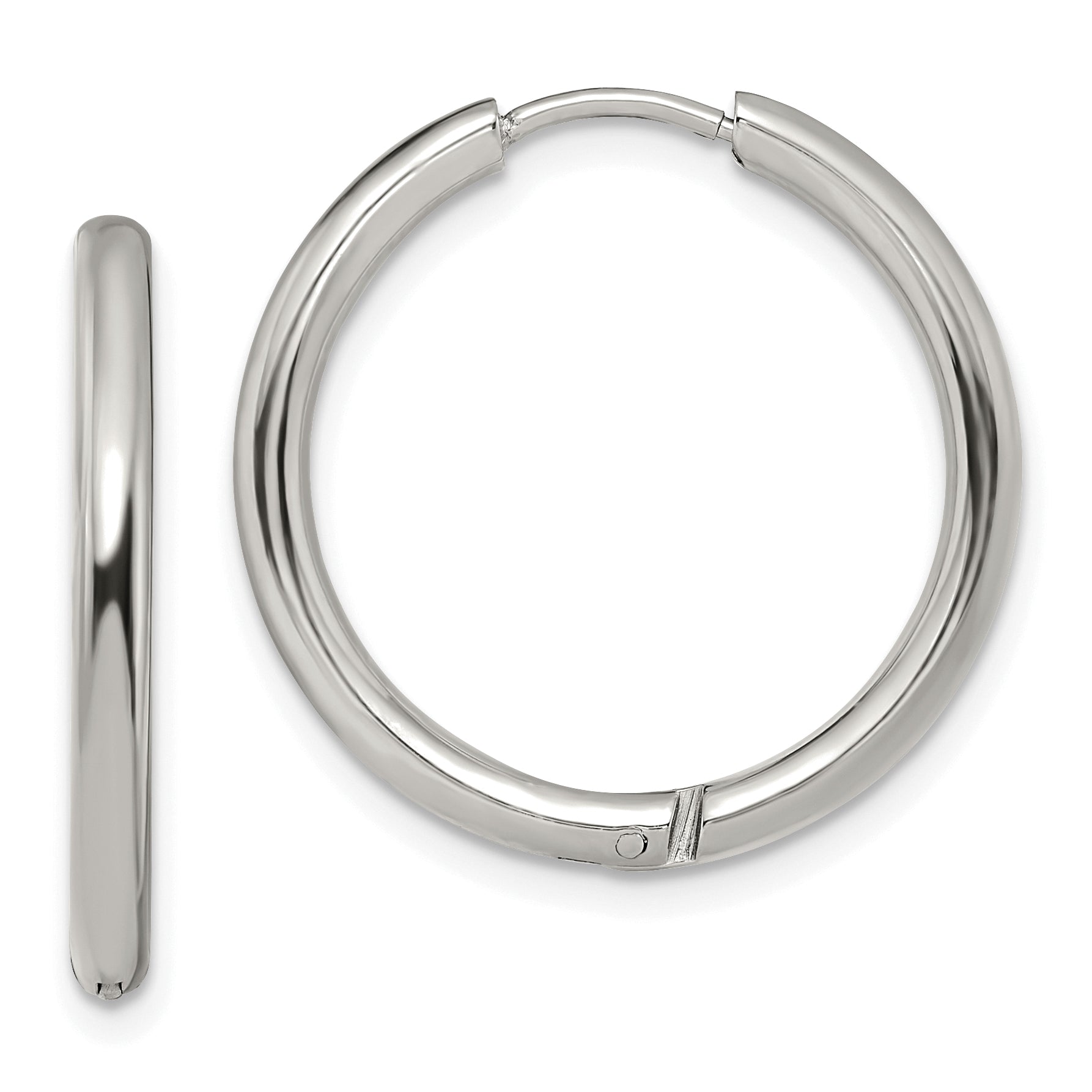 Chisel Stainless Steel Polished 2.5mm Hinged Hoop Earrings