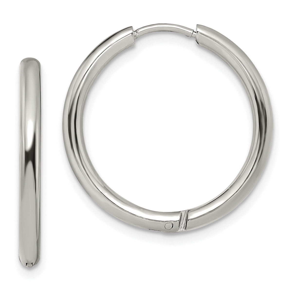 Chisel Stainless Steel Polished 2.5mm Hinged Hoop Earrings