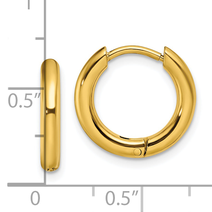 Chisel Stainless Steel Polished Yellow IP-plated 2.5mm Hinged Hoop Earrings