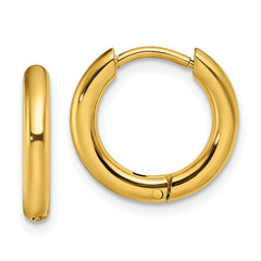 Chisel Stainless Steel Polished Yellow IP-plated 2.5mm Hinged Hoop Earrings