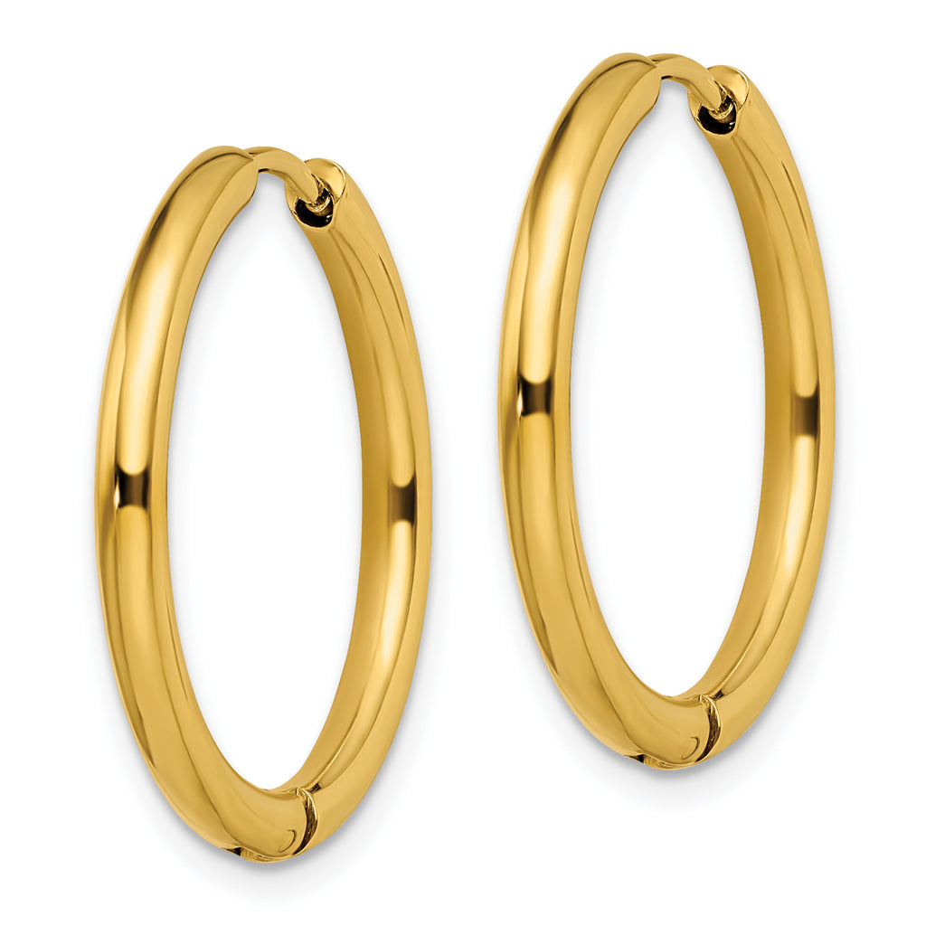 Chisel Stainless Steel Polished Yellow IP-plated 2.5mm Hinged Hoop Earrings