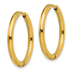 Chisel Stainless Steel Polished Yellow IP-plated 2.5mm Hinged Hoop Earrings
