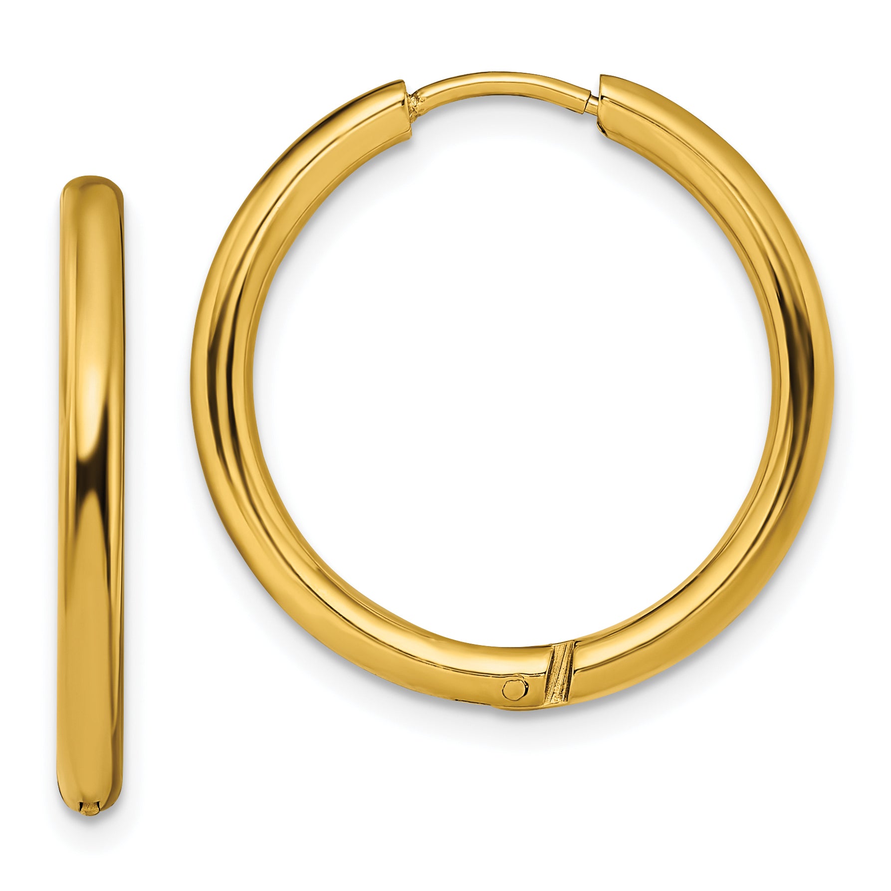 Chisel Stainless Steel Polished Yellow IP-plated 2.5mm Hinged Hoop Earrings