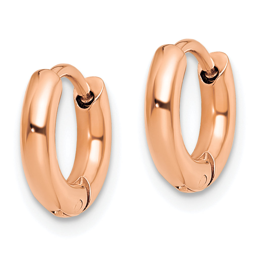 Chisel Stainless Steel Polished Rose IP-plated 2.5mm Hinged Hoop Earrings