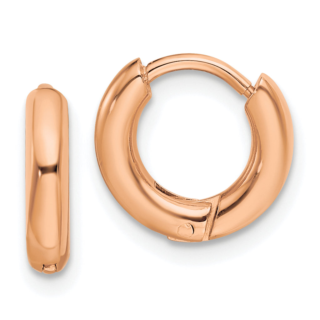 Chisel Stainless Steel Polished Rose IP-plated 2.5mm Hinged Hoop Earrings