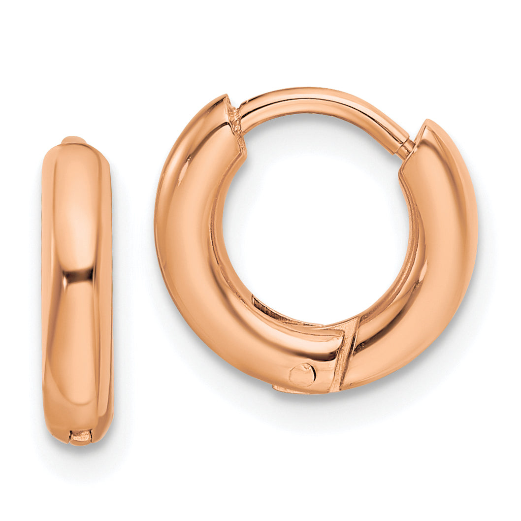 Chisel Stainless Steel Polished Rose IP-plated 2.5mm Hinged Hoop Earrings