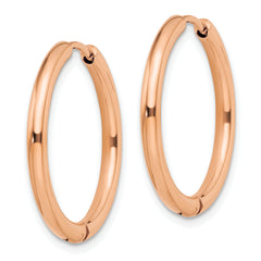 Chisel Stainless Steel Polished Rose IP-plated 2.5mm Hinged Hoop Earrings