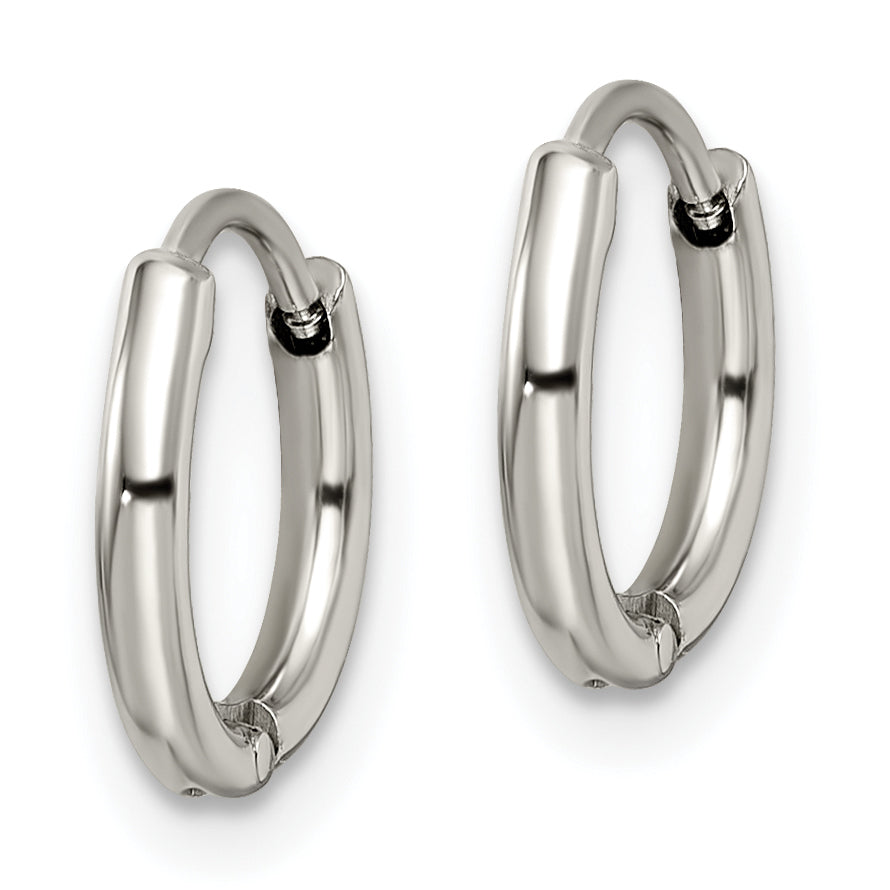 Polished Hinged Hoop Earrings in Stainless Steel