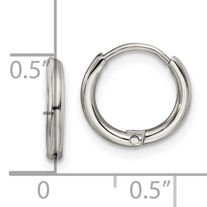 Polished Hinged Hoop Earrings in Stainless Steel