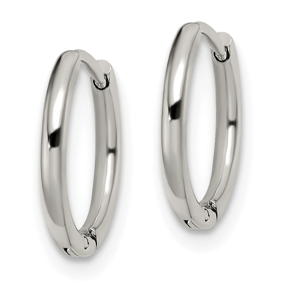 Polished Hinged Hoop Earrings in Stainless Steel