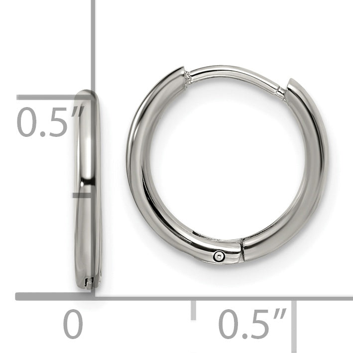 Polished Hinged Hoop Earrings in Stainless Steel