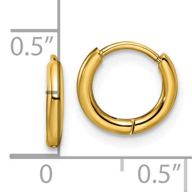 Chisel Stainless Steel Polished Yellow IP-plated 1.6mm Hinged Hoop Earrings