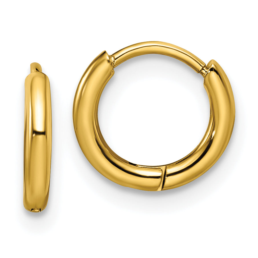Chisel Stainless Steel Polished Yellow IP-plated 1.6mm Hinged Hoop Earrings
